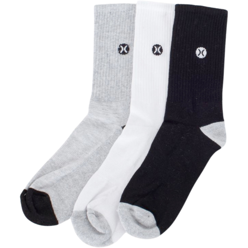2026 Hurley Mens 3 Pack Icon 1/2 Terry Crew Socks MSOEU00003 - LE Grey Heather